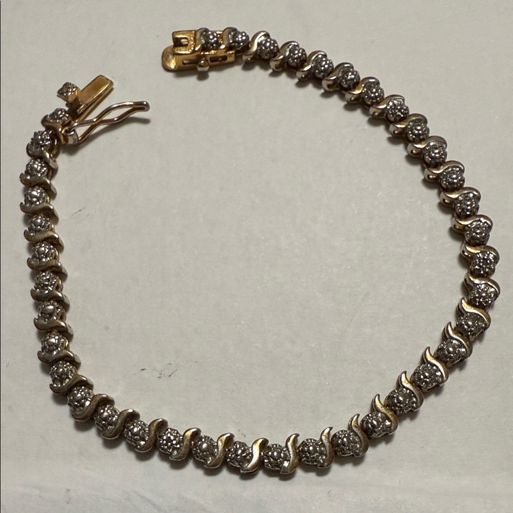 Elegant Sterling Silver 925 Gold & Silver Women's Bracelet